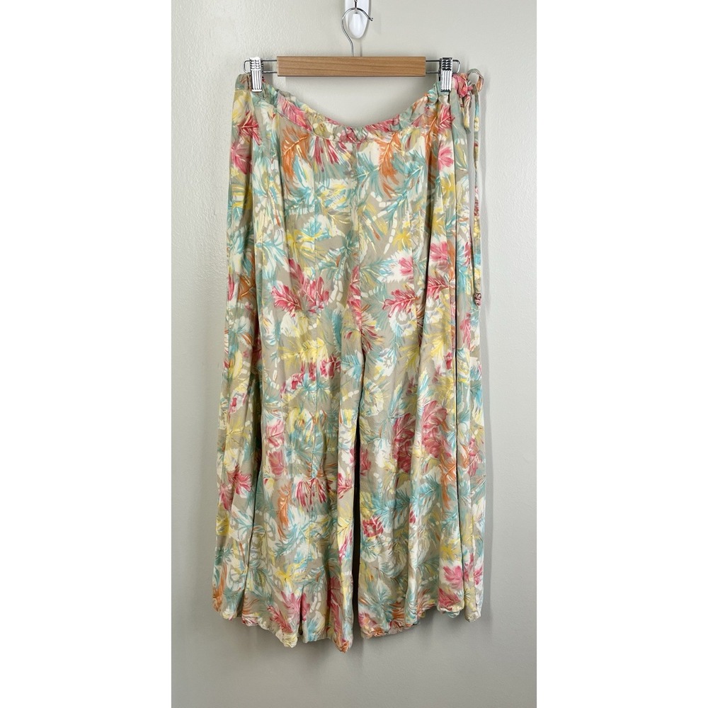 Wide Leg Free Size Floral Boho Pants Flowy Loose Soft Bohemian Festival